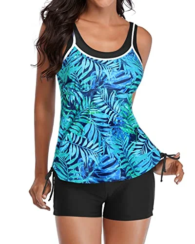 Fashion Forward Slimming Athletic Tankini Swimsuits Women's Two Piece Bathing Suits Swimwear