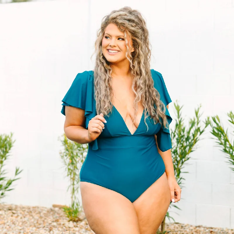 Signature Style Essentials My Heart Is In Hawaii Swimsuit, Teal