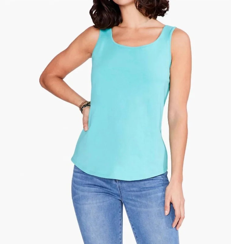 Casual Yet Stylish Separates Shirt Tail Perfect Tank In Aqua