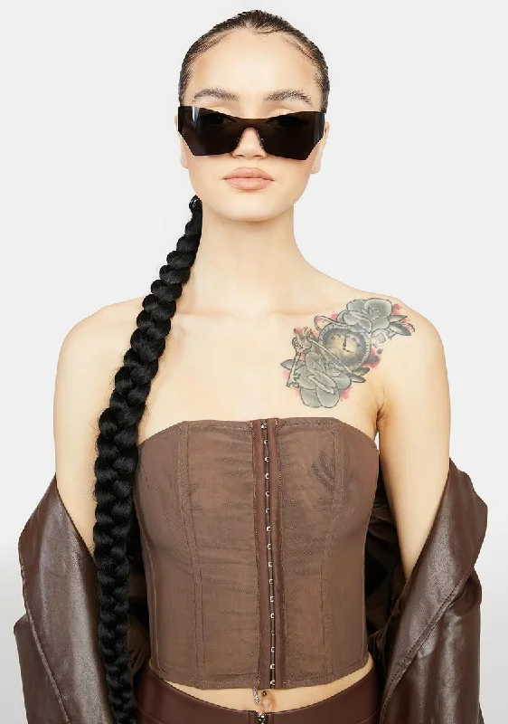 Current Trends Mocha Won't You Want Me Corset Top