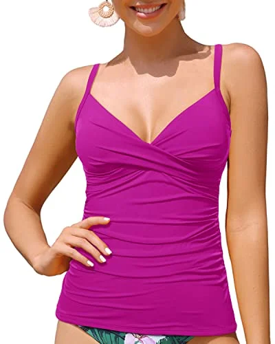 Fashion Essentials V Neck Twist Tankini Top Women's Swimwear Swimsuits Top