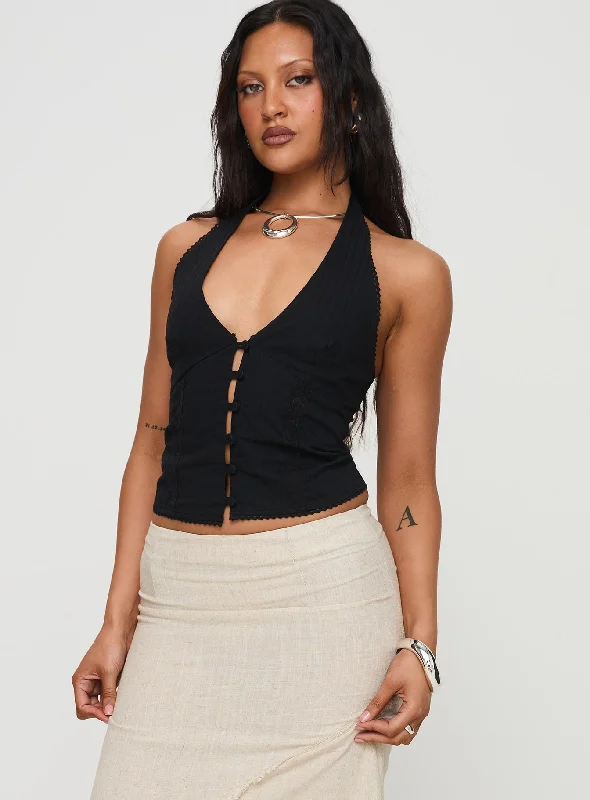 Essentials On Sale Vayda Halter Top Black