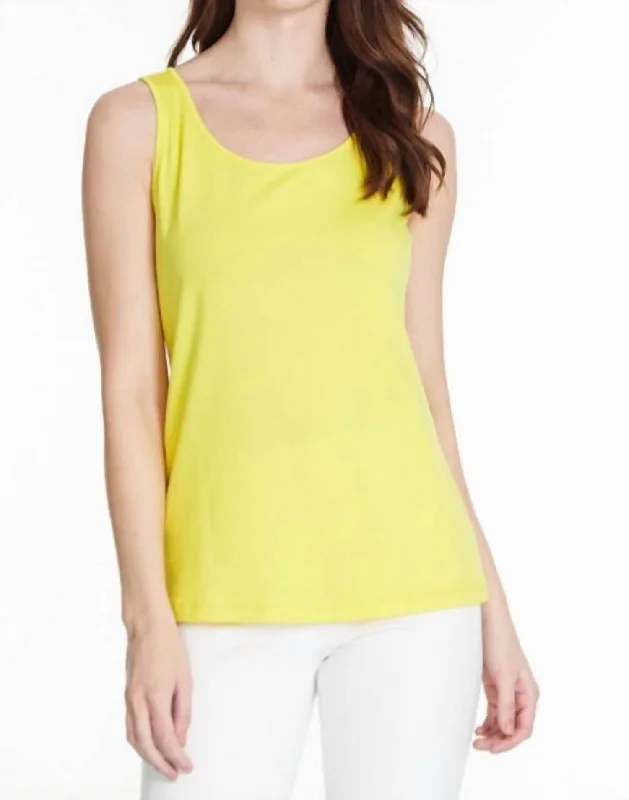 Refined Simplicity Double Scoop Neck Tank In Yellow