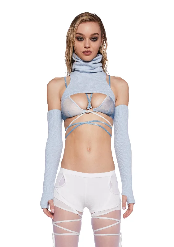 Spring Fashion Pitch Arctic Print Bikini Top With Gloves