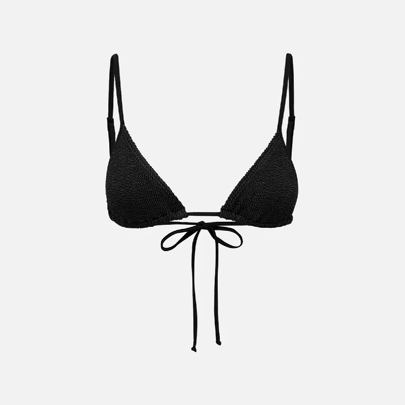 Dreamy Draping Bond Eye Luana Triangle Bikini Top - Black Eco