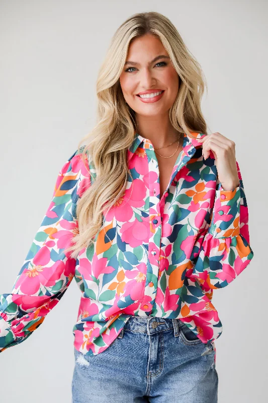 Ends Soon FINAL SALE - Purely Perfection Pink Floral Button-Up Blouse