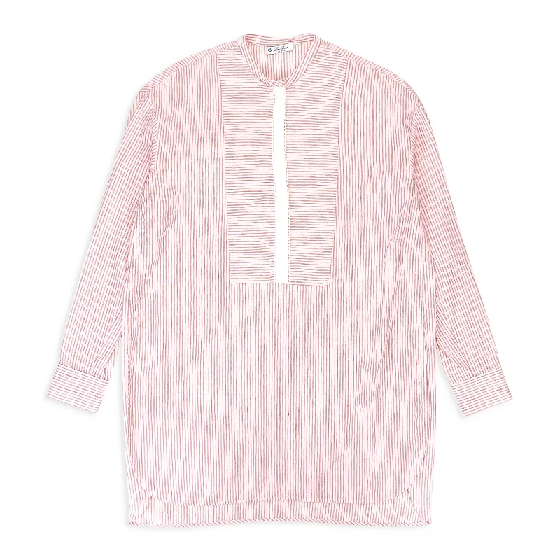 Nordic Minimalist Home Look STRIPED MOCK NECK PINK BLOUSE