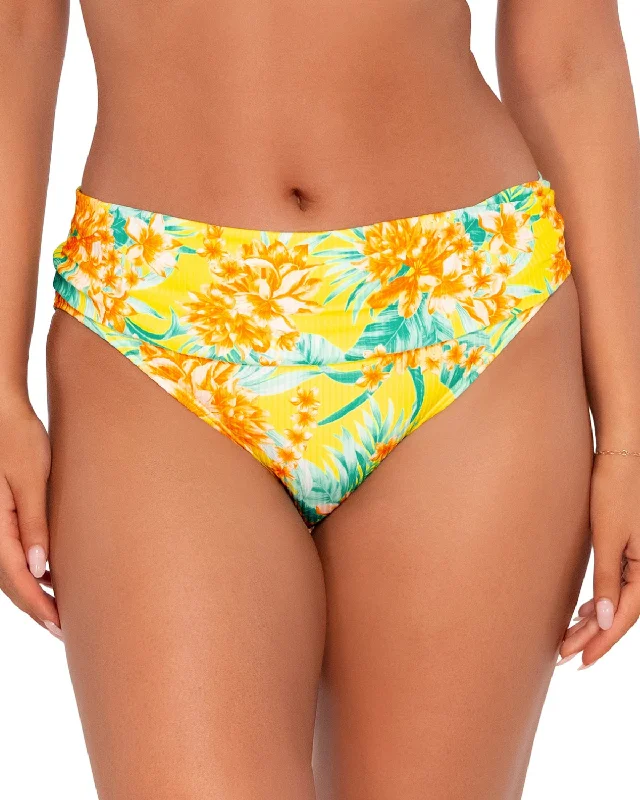 Classic Women's Fashion 2024 Sunsets Golden Tropics Sandbar Rib Unforgettable Shirred Hipster Bottom - 27B