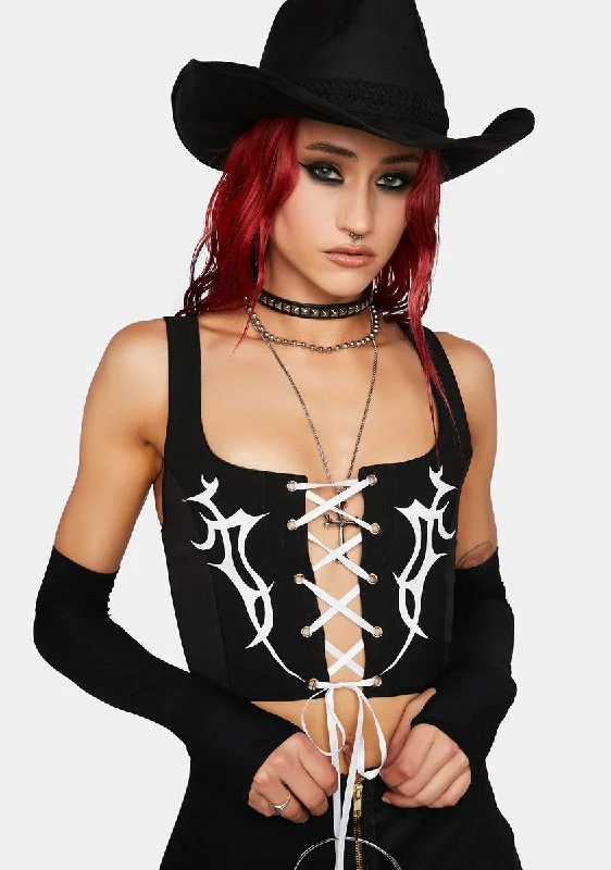 Big Savings Lace-Up Tattoo Corset Top