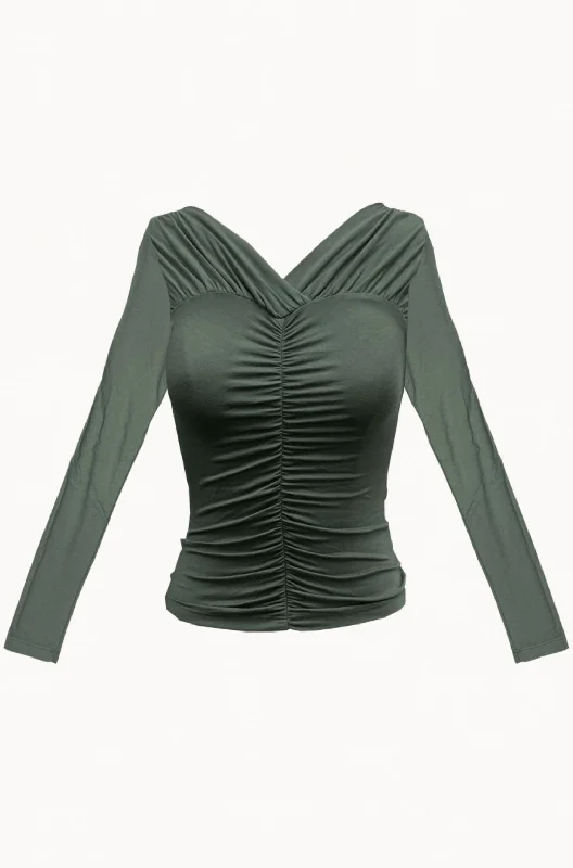 Fashion Forward Outfits Verse Stretch-Modal Jersey Ruched Top In Forest