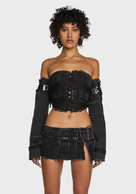 Evening Looks Replay Lace-Up Corset And Gloves Set - Black