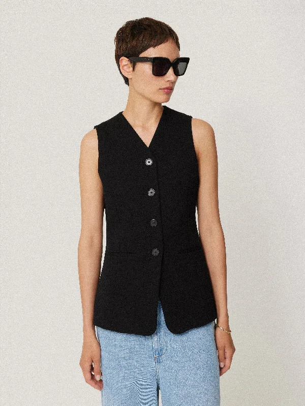 Unleash Your Trend Driven Style Crepe Ponte Jersey Waistcoat | Black