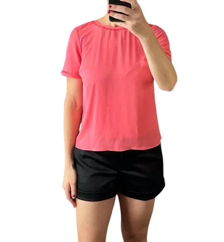 Relaxed Style Short Sleeve Blouse In Coral