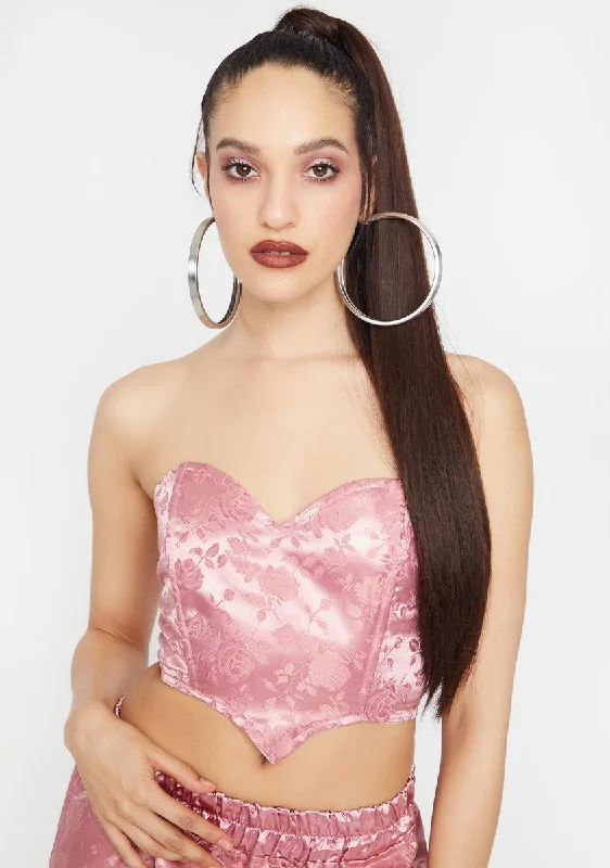 Trend Driven Wardrobe Baby Satin Cropped Corset Top