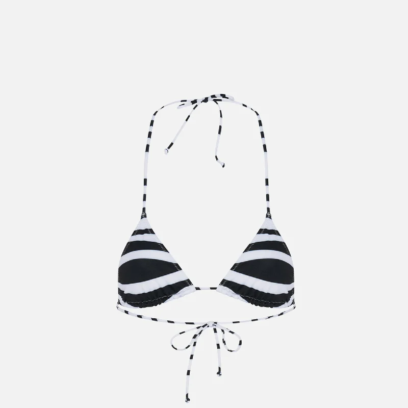 Elegant Contour Jean Paul Gaultier Bikini Top Printed Mariniere Body Morphing - Black / White