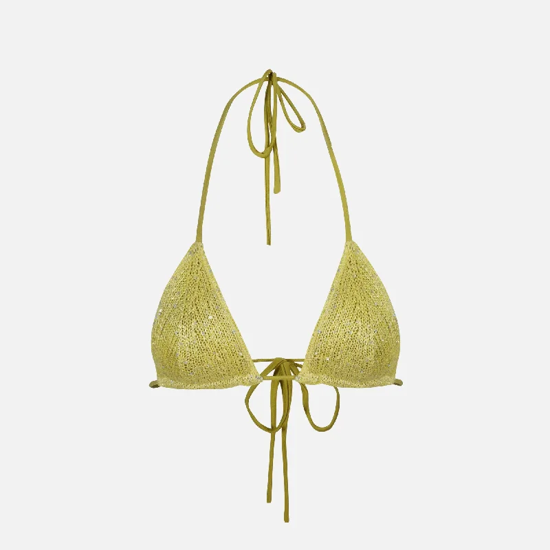 Rustic Countryside Charm Look Asta Resort Lio Bikini Top - Chartreuse Sequin