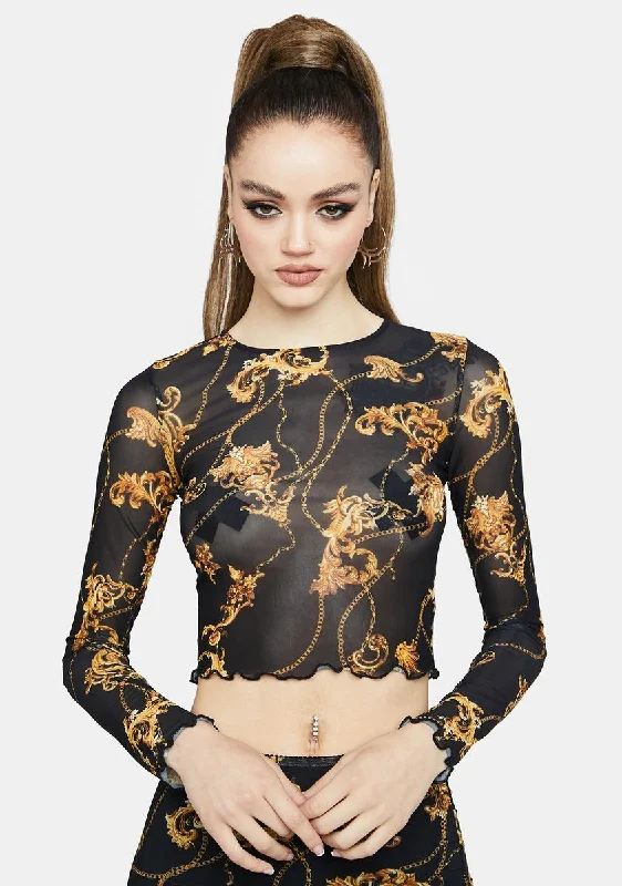 Limited Time Deal Baroque Lifestyle Mesh Crop Top