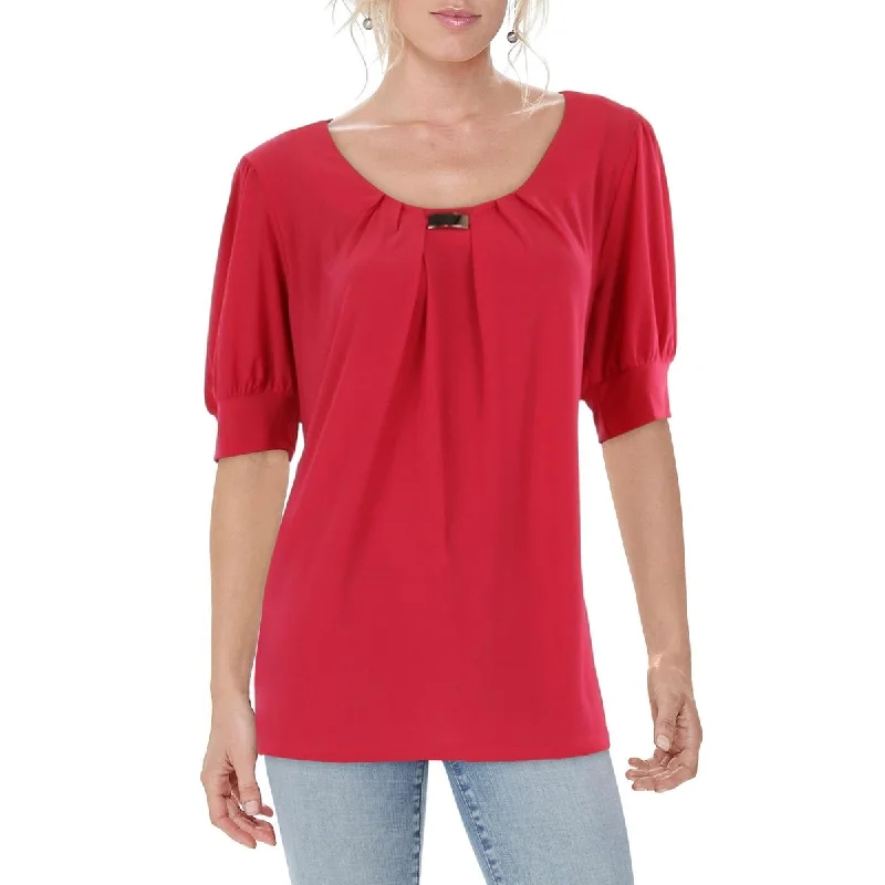 Trendsetting Threads Womens Pleated Short Sleeve Blouse