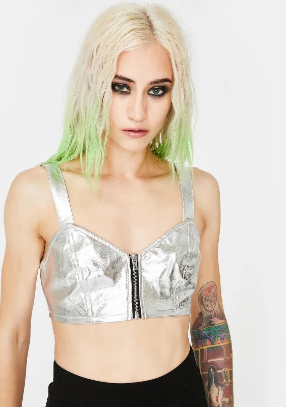 Spring Wardrobe Metallic Extra Crop Top