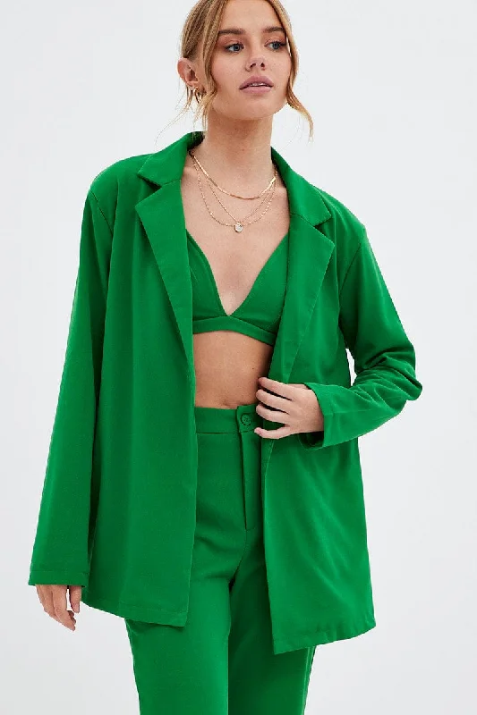 All Season Fashion Collection Green Oversized Blazer