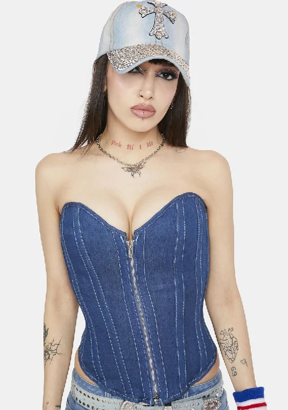 Relaxed Style Cobalt Caught Off Guard Corset Top