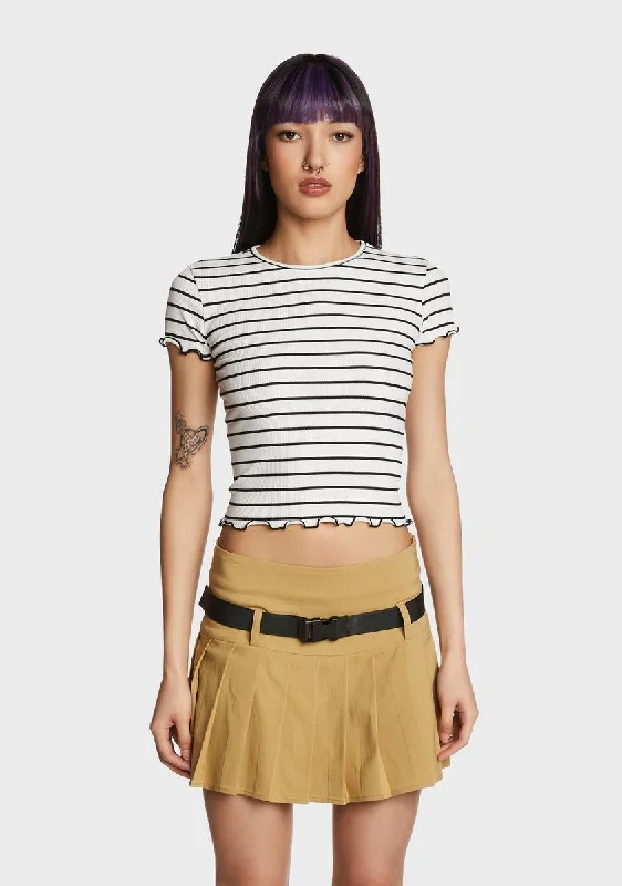 Must-Have Styles Hiding Places Striped Crop Top - White