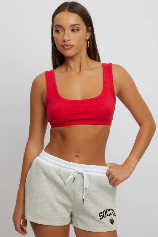 Casual Yet Stylish Separates Red Bralette Rib Jersey