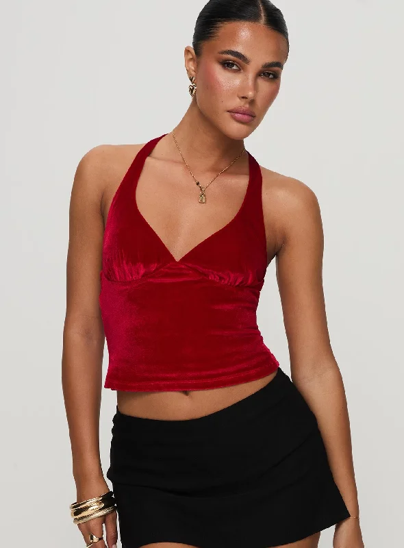 Unbeatable Deals Tuberose Halter Top Red