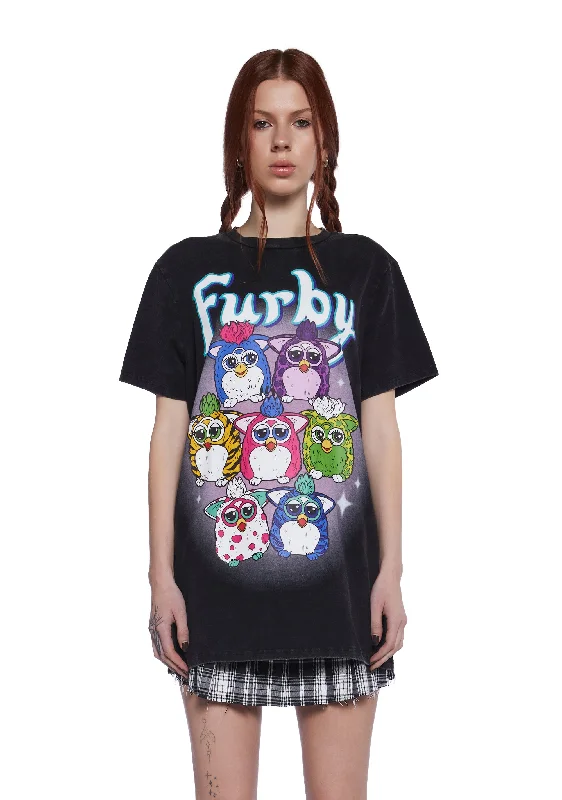 Vibrant Femme Fashion Furry Crew Oversized Tee