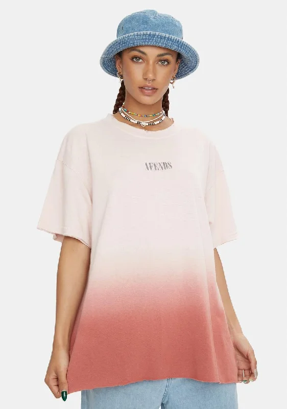 Trendy Women's Wear Pink Dip Dye Courtney Love Hemp Oversized Tee