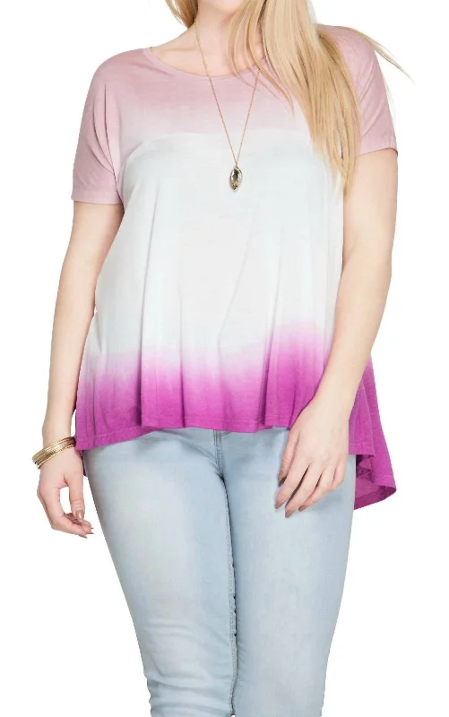 Chic Trends For The Fashion Savvy Ombre Short Sleeve Tunic Top - Plus In Magenta