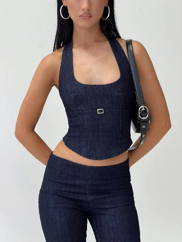 Must Haves Nasya Halter Top Indigo