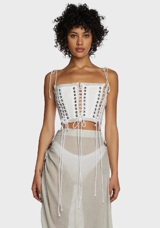 Quick Grab Deals Replay Multi Lace-Up Corset Top - White