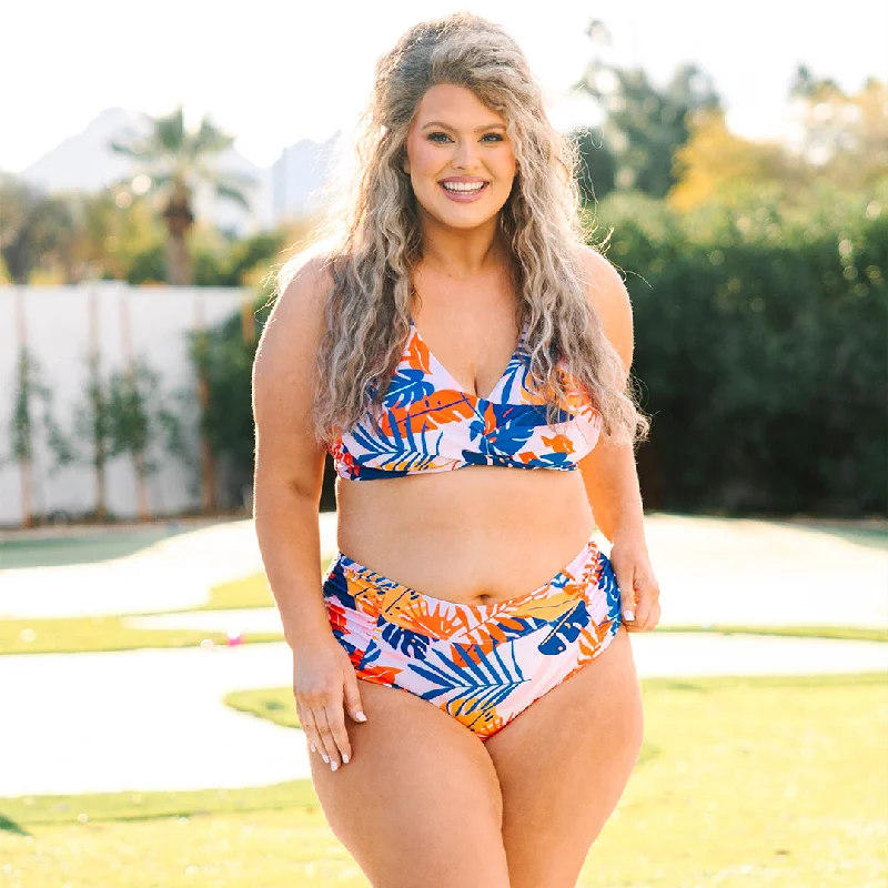 Comfort Centric Apparel Oceans Of Love Swim Top, Orange Floral