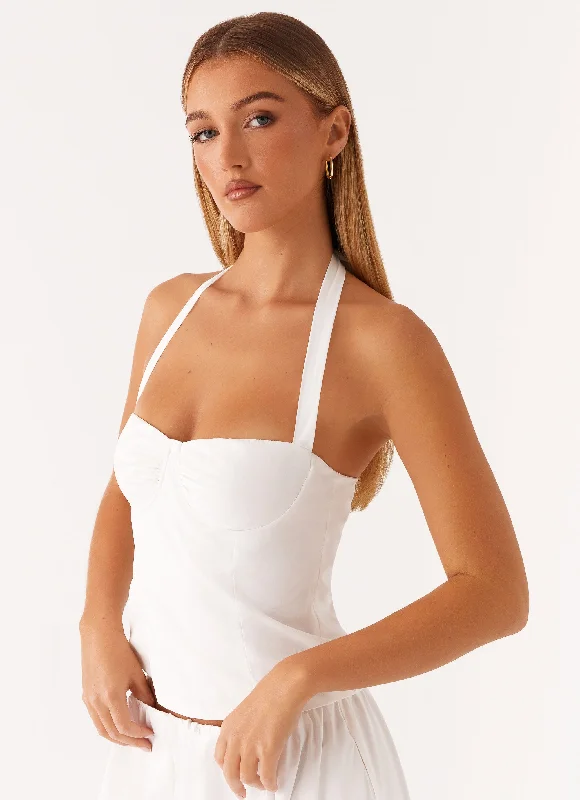 Fashion Essentials Cheryl Bustier Halter Top - White