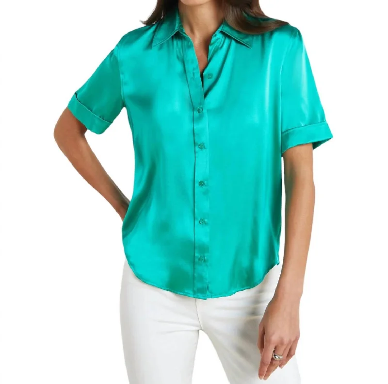 Browse Our Top Products Ellah Short Sleeve Blouse In Bright Seafoam