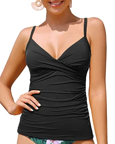 Mid - Week Surprise Women's Twist V Neck Tummy Control Tankini Top Swimwear Bathing Suits