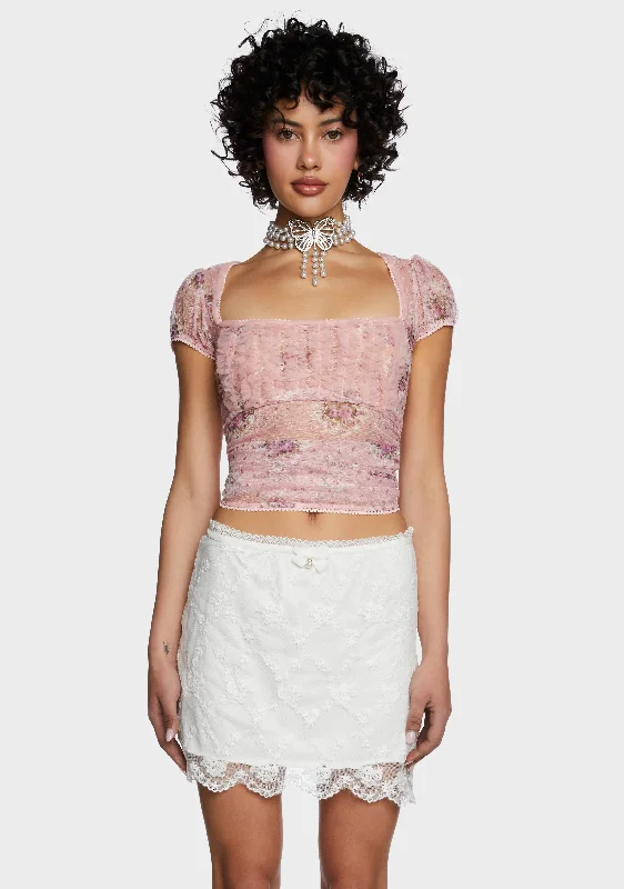 High End Designer Brands Discount Scandal Sheet Crop Top - Pink