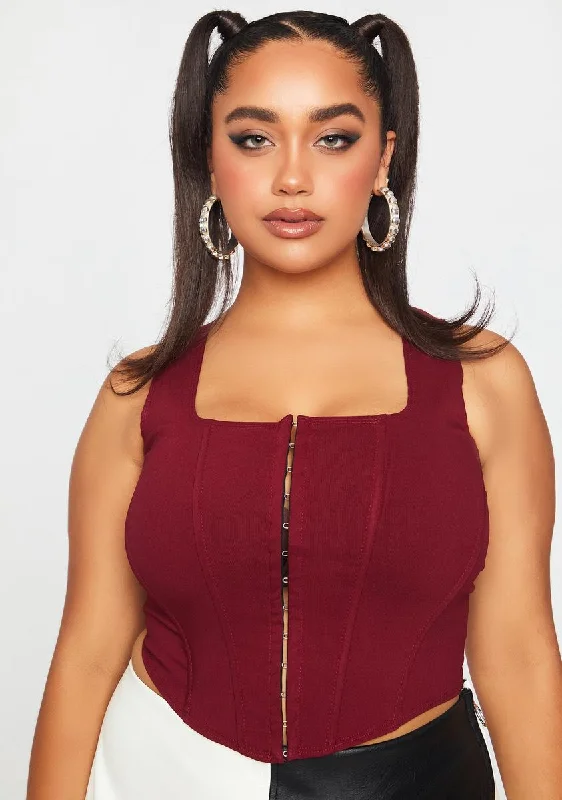 Save Big Plus Oxblood Down For It Corset Top