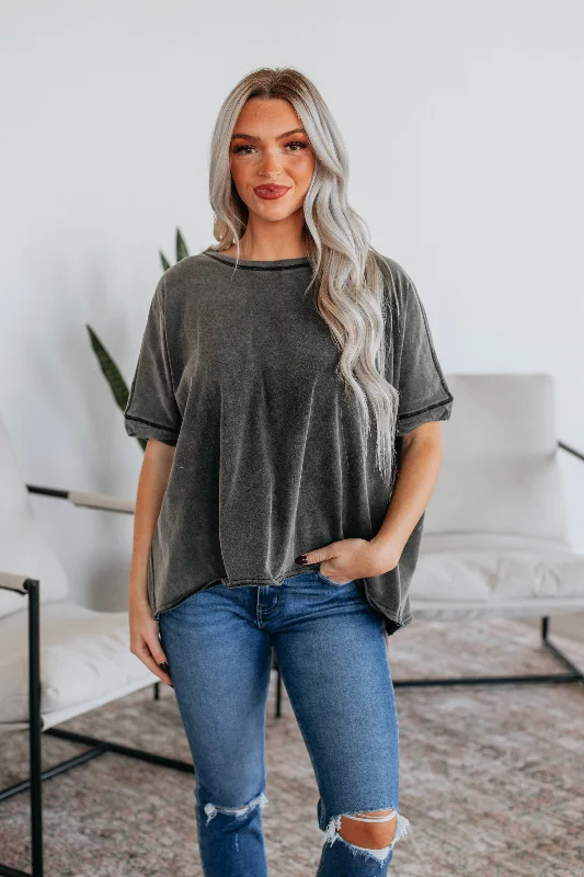 Seasonal Trends Ryver Oversized Tee - Charcoal