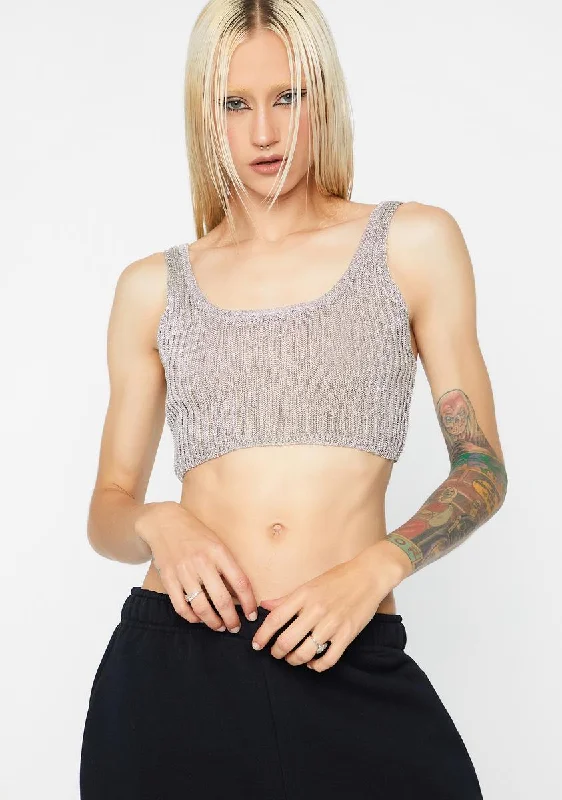 Chic Style Chrome Flash Forward Knit Crop Top