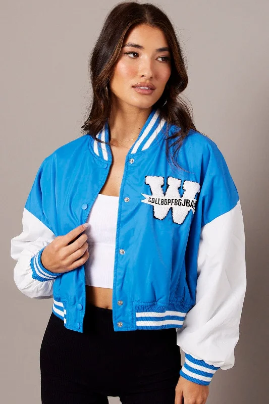 Style Upgrade Blue NYC Varsity Bomber Jacket