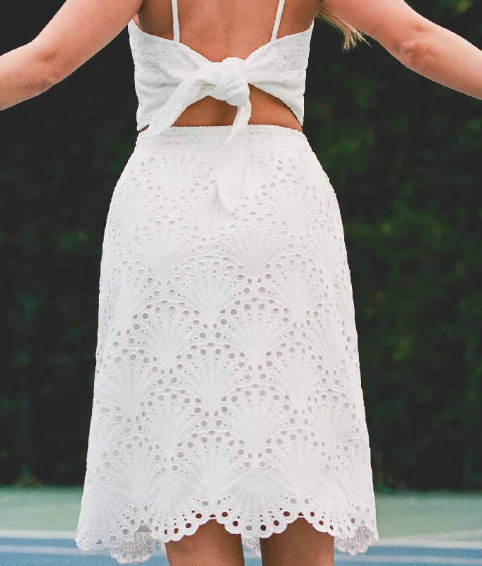 Dive Into Trendy Women's Fashion The Mona Skirt - Eyelet - White