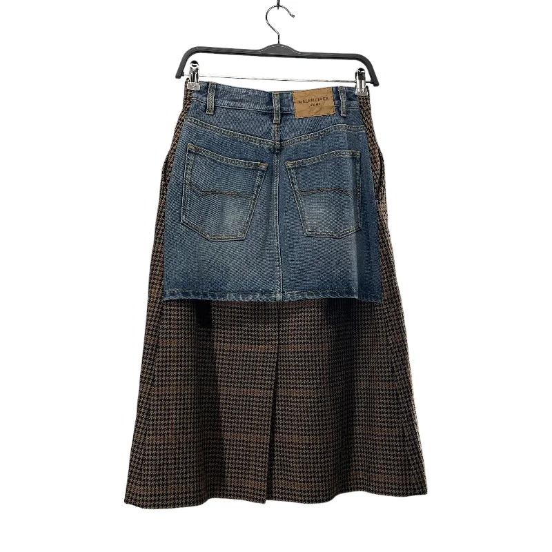 Elegant Simplicity Wardrobe BALENCIAGA/Skirt/34/Houndstooth Check/Cotton/BEG/DENIM SHORT HYBRID