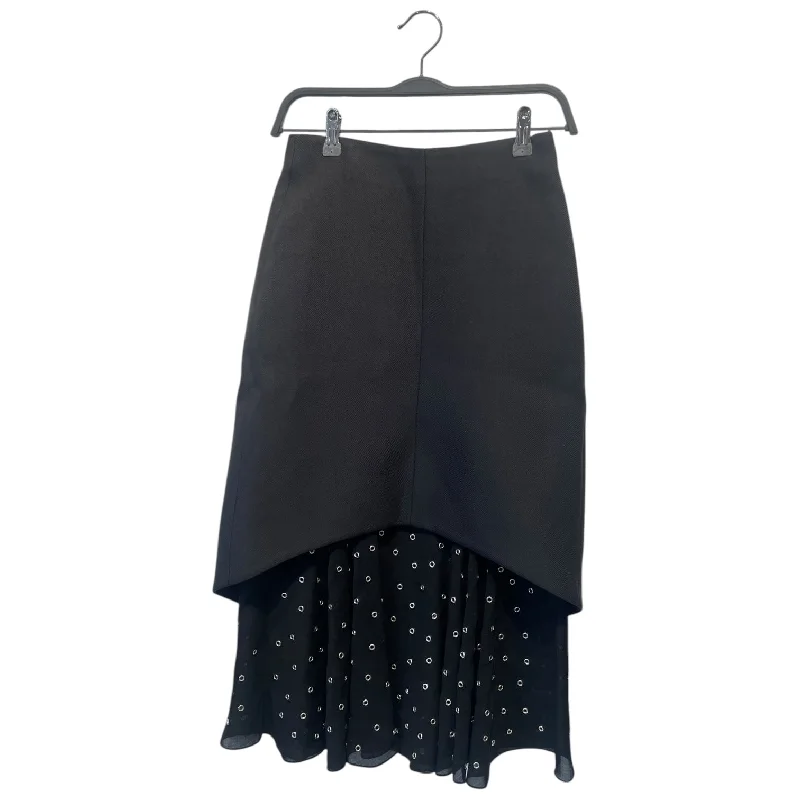 Seasonal Trend BALENCIAGA/Long Skirt/38/Wool/BLK/Double Layer Skirt w/ Eyelit