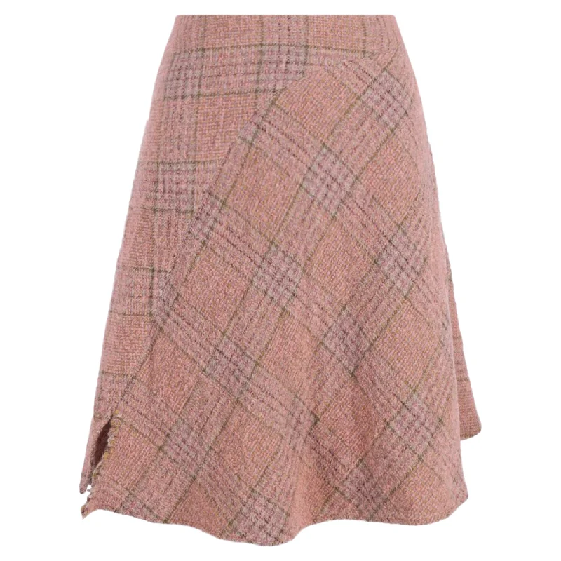 Stylish Savings Acne Studios A-Line Plaid Skirt in Pink Wool