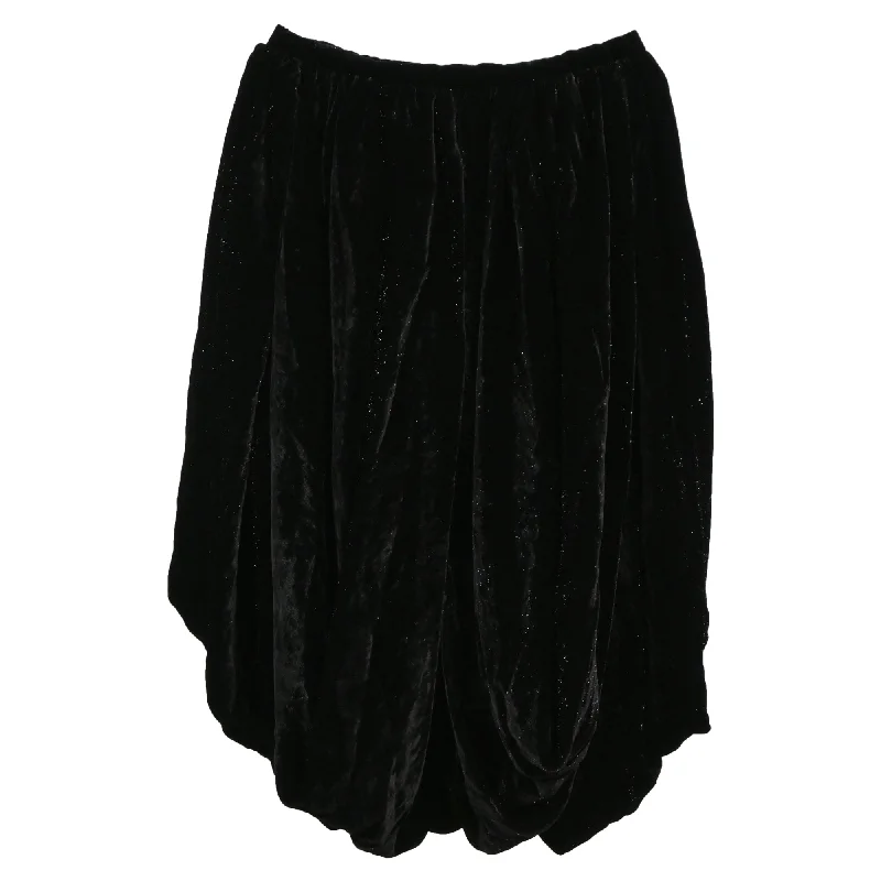 Versatile Style Wardrobe Alaïa Mini Asymmetrical Glittered Balloon Skirt in Black Velvet