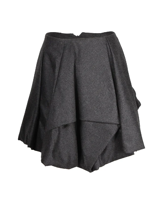 Daily Essentials Alexander McQueen Draped Mini Skirt in Gray Wool