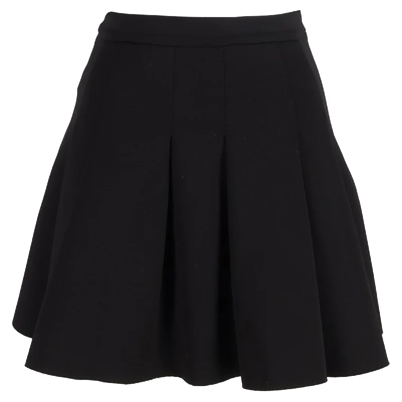 Fashion Forward Femme Alexander Wang Pleated Mini Skirt in Black Polyester