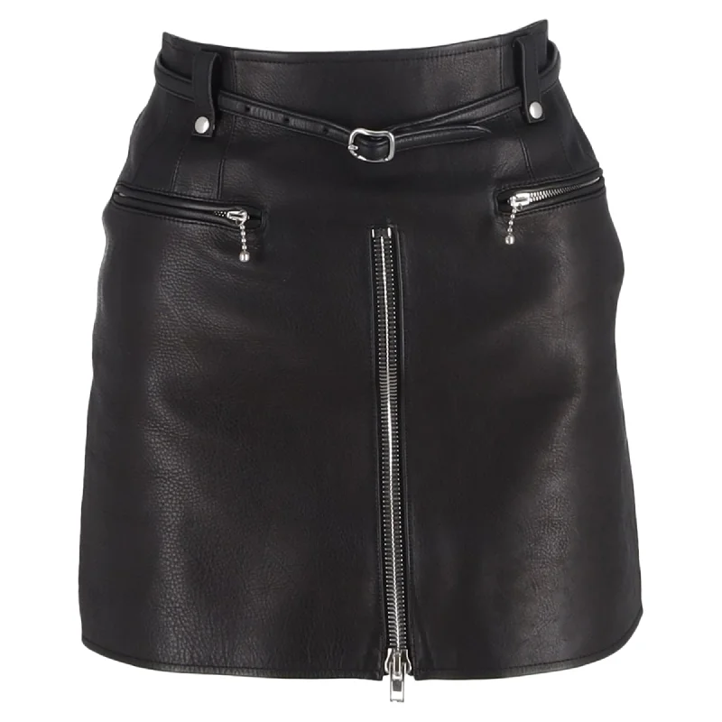 Innovate Your Wardrobe Alexander Wang Zipped Mini Skirt in Black Leather